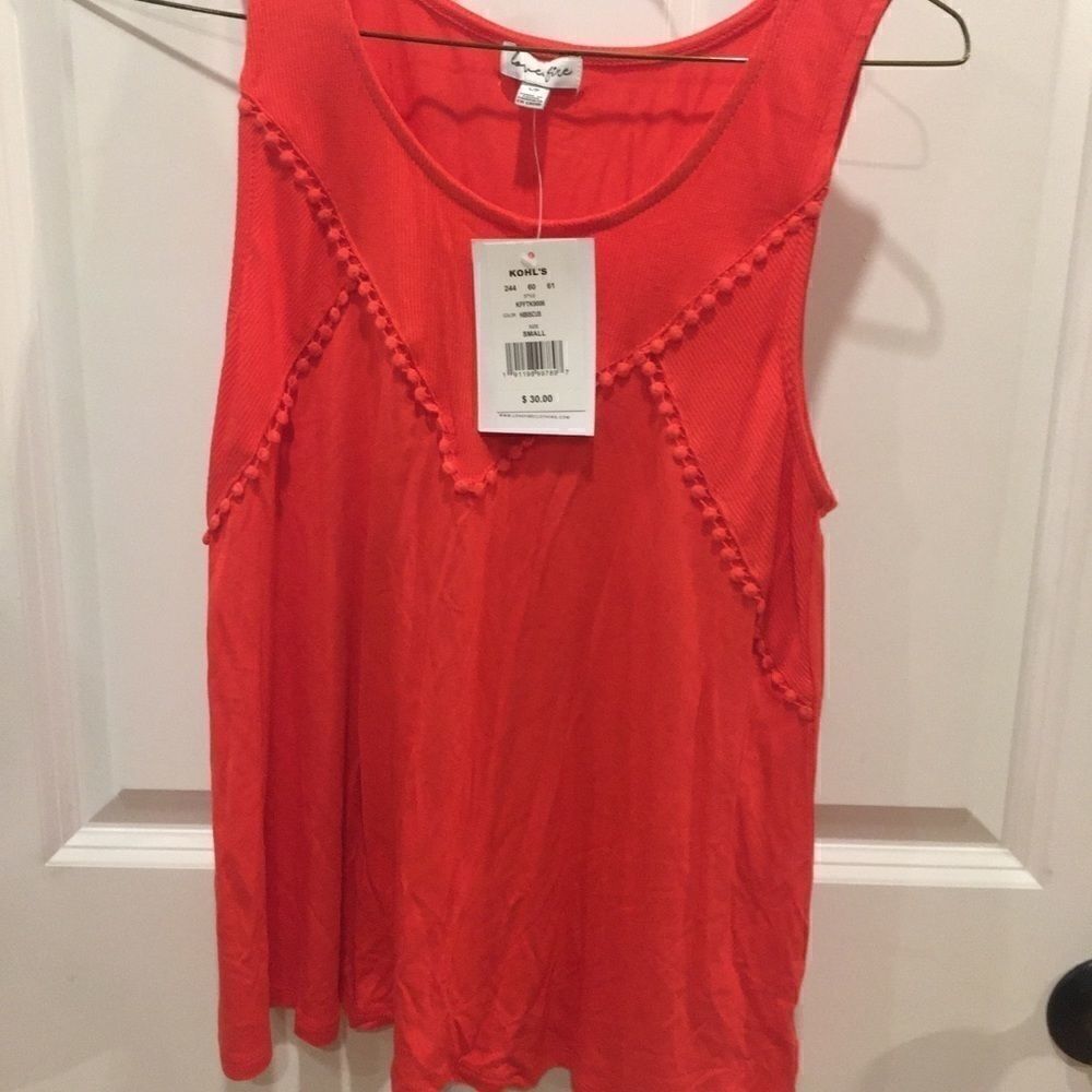 Love, Fire Small tank top reddish orange sleeveless shirt blouse